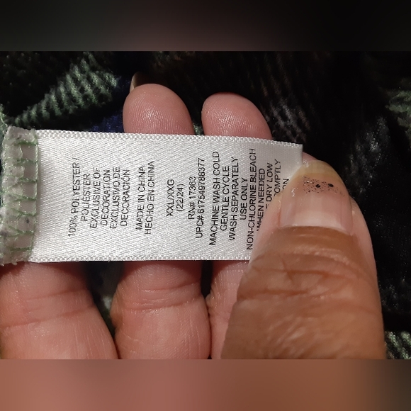 Anne Klein Women's Long Sleeve Flannel Green Plaid Button Up Shirt Pajama Top 2X - Picture 7 of 7